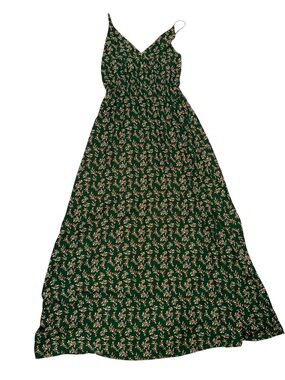Chance Women's Green Floral Maxi Dress - Sleeveless V-Neck size large